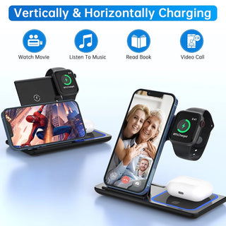 3-in-1 Fast Wireless Charging Station (18W) for iPhone, Apple Watch & AirPods