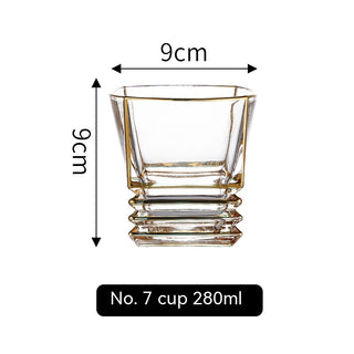 Golden Trim Gold Line Wine Glass Whiskey Decoration Cup