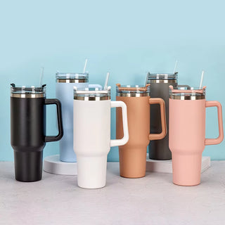 40Oz Stainless Steel Insulated Water Bottle with Handle Drinking Cups Keeps Cold Tumbler with Lid Straw Mug for Summer Outdoor