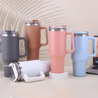 40Oz Stainless Steel Insulated Water Bottle with Handle Drinking Cups Keeps Cold Tumbler with Lid Straw Mug for Summer Outdoor