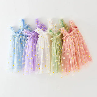 Tropical Spring Bloom Layered Tulle Dress for Toddler Girls