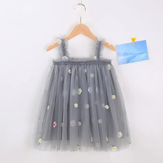 Floral Spring Bloom Layered Tulle Dress for Toddler Girls