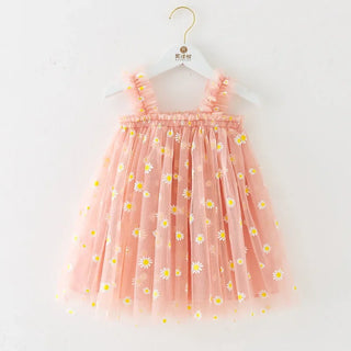 Tropical Spring Bloom Layered Tulle Dress for Toddler Girls