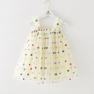 Floral Spring Bloom Layered Tulle Dress for Toddler Girls