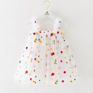 Floral Spring Bloom Layered Tulle Dress for Toddler Girls