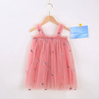 Tropical Spring Bloom Layered Tulle Dress for Toddler Girls