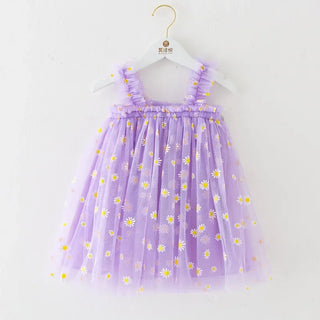 Tropical Spring Bloom Layered Tulle Dress for Toddler Girls