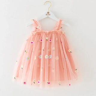 Tropical Spring Bloom Layered Tulle Dress for Toddler Girls