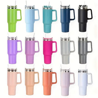 40Oz Stainless Steel Insulated Water Bottle with Handle Drinking Cups Keeps Cold Tumbler with Lid Straw Mug for Summer Outdoor