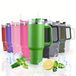 40Oz Stainless Steel Insulated Water Bottle with Handle Drinking Cups Keeps Cold Tumbler with Lid Straw Mug for Summer Outdoor